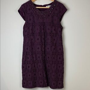 Sandra Darren Plum Dress with Beaded Detail Size 12